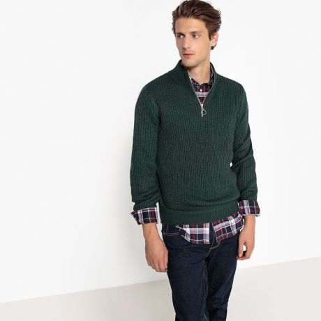 Пуловер с воротником-стойкой из плотного трикотажа