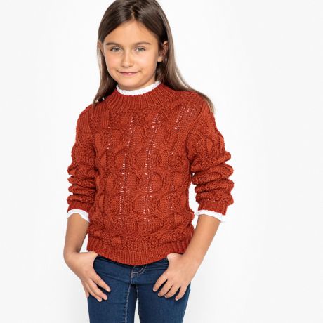 Пуловер с круглым вырезом из тонкого трикотажа, 3-12 лет