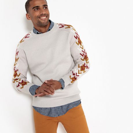 Пуловер с круглым вырезом из тонкого трикотажа