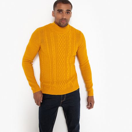 Пуловер с воротником-стойкой из плотного трикотажа
