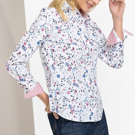 Рубашка с цветочным принтом из поплина стрейч