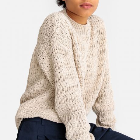 Пуловер из плотного трикотажа с круглым вырезом