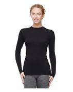 Термобелье футболка женская с длинным рукавом и круглым воротом, черная, серии Classic