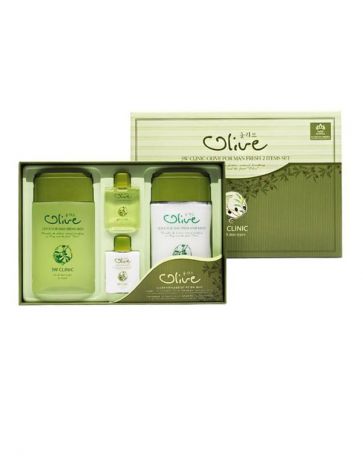 Набор для ухода за мужской кожей "Олива" Olive for Man Fresh 2 Items Set, 3W Clinic