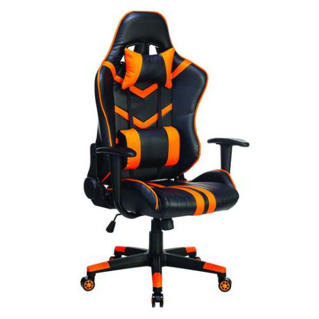 Кресло игровое БЮРОКРАТ СН-789, на колесиках, искусственная кожа, черный/оранжевый [сн-789/bl+or]