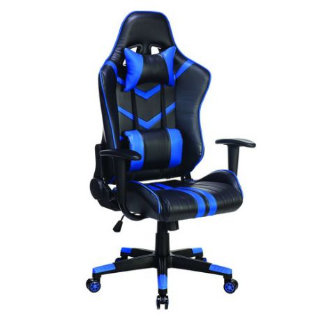 Кресло игровое БЮРОКРАТ СН-789, на колесиках, искусственная кожа, черный/синий [сн-789/bl+blue]