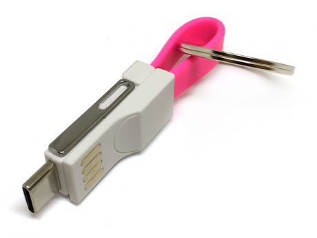 Брелок Espada Emagn3i1 USB 2.0 - USB Type-C/MicroUSB/Lightning Pink 44221
