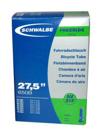 Велокамера Schwalbe AV21F TR4 Freeride 54/75-584,27.5-2.125-3.0 10400030