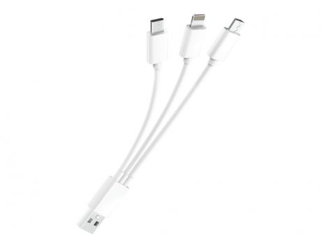 Аксессуар Olmio USB 2.0 - microUSB/Lightning/Type-C 2.1A 20cm 38897