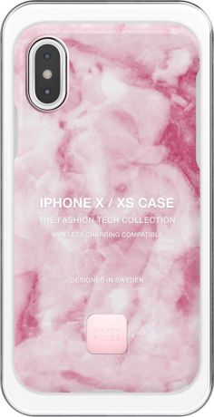 Клип-кейс Happy Plugs для Apple iPhone XS Pink Marble (розовый мрамор)