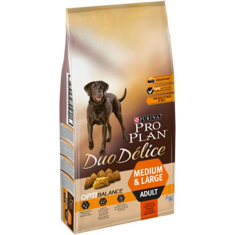 Сухой корм Purina Pro Plan DUO DÉLICE для взрослых собак крупных и средних пород с говядиной и рисом, Пакет, 10 кг 12340483