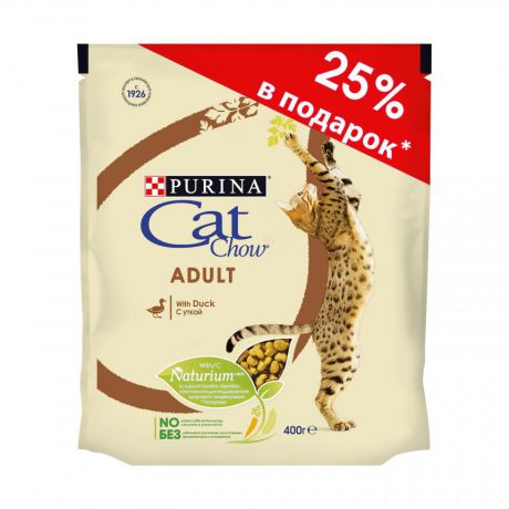 Сухой корм для взрослых кошек Purina Cat Chow, утка, промо-упаковка 400 г 12344871