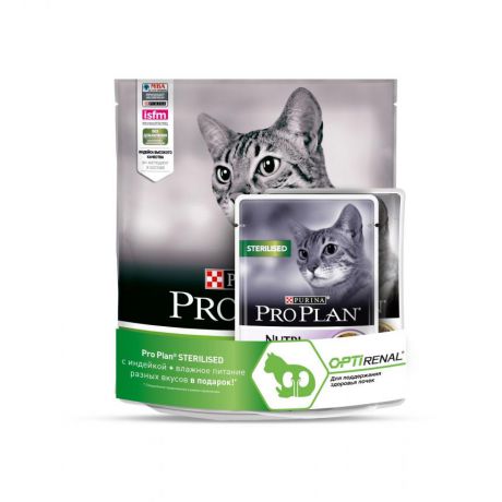 Сухой корм Purina Pro Plan для стерилизованных кошек и кастрированных котов старше 7 лет 400 г + 2 пауча 85 г 12402132