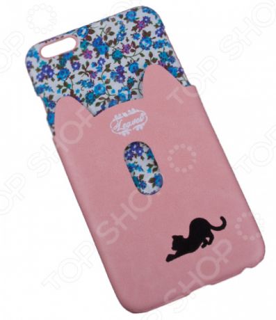 Чехол для iPhone 6/6S Plus «Черная кошка с розовым кармашком»