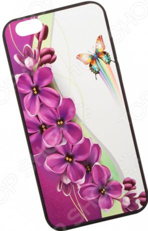 Чехол с защитным стеклом для iPhone 6/6S «Сиреневые цветочки»