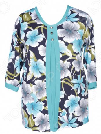 Блуза PreWoman «Цветочная симфония». Цвет: синий