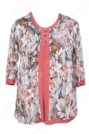 Блуза PreWoman «Цветочная симфония». Цвет: коралловый