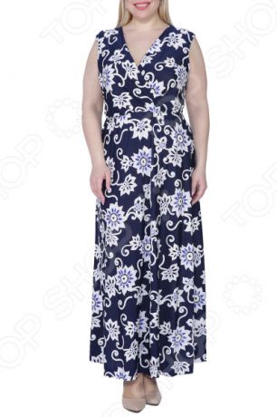 Платье Kidonly «Цветочный блюз». Цвет: темно-синий
