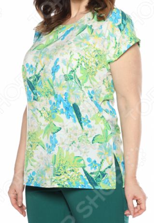 Блуза PreWoman «Ароматный букет». Цвет: белый, зеленый