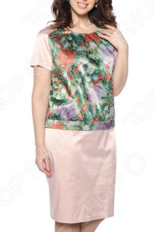 Платье Wisell «Букет цветов». Цвет: розовый, зеленый