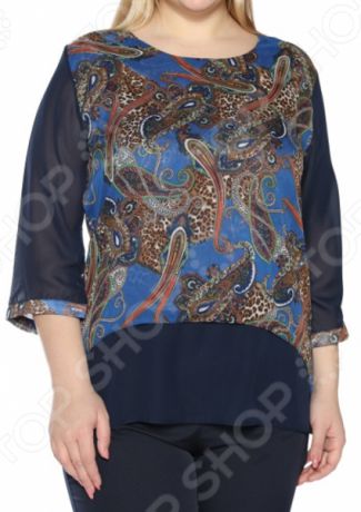 Блуза LORICCI «Неоновый узор». Цвет: васильковый, синий