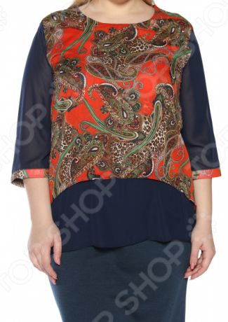 Блуза LORICCI «Неоновый узор». Цвет: оранжевый, синий