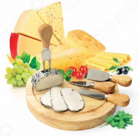 Набор для резки сыра из 4-х приборов и деревянной доски Bradex Рокфор