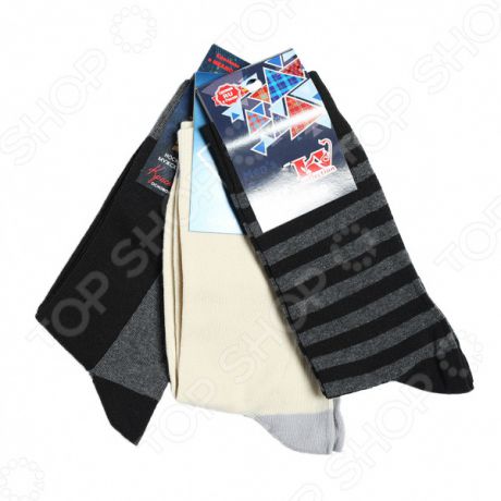 Носки КРАСНАЯ ВЕТКА Подарочный набор носков мужской 3 пары. Цвет: черный, серый