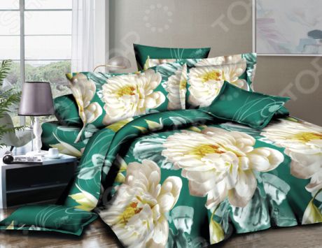 Комплект постельного белья «Нежная орхидея». 1,5-спальный. Цвет: зеленый