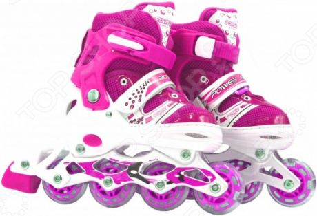 Роликовые коньки детские раздвижные Navigator Power со светящимися колесами ПВХ. Цвет: розовый