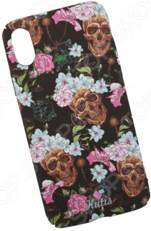 Чехол для iPhone X KUtiS Skull BK-1 «Черепа и цветы»