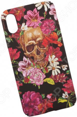 Чехол для iPhone X KUtiS Skull BK-3 «Череп и цветы»