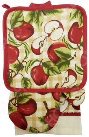 Комплект: прихватки и полотенце Floral Season «Яблоки»