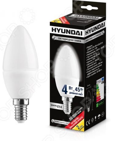 Лампа светодиодная Hyundai LED02-C35-4W-4.5K-E14