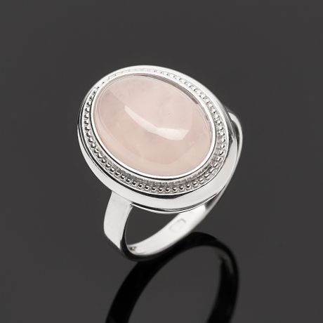 Кольцо розовый кварц (серебро 925 пр. родир. бел.) размер 17