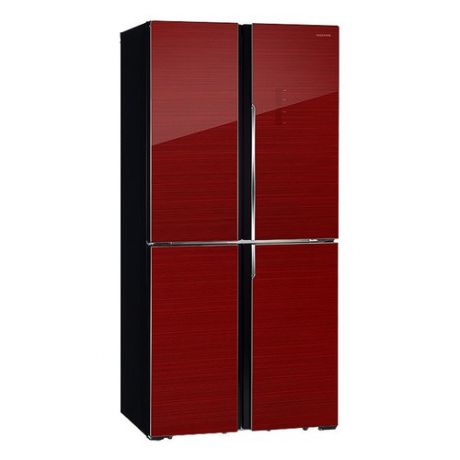 Холодильник HIBERG RFQ-490DX NFGR, трехкамерный, красное стекло