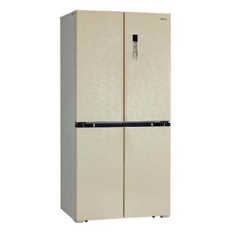 Холодильник HIBERG RFQ-490DX NFYm, трехкамерный, бежевый мрамор