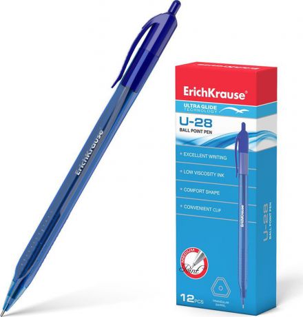 Ручка шариковая Erich Krause U-28 Ultra Glide Technology, автоматическая, 33528, цвет чернил: синий,