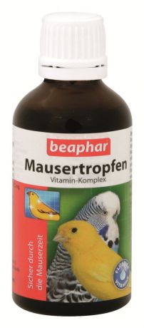 Витамины для птиц Beaphar "Mausertropfen", в период линьки, 50 мл