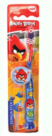 Longa Vita Детская зубная щетка с защитным колпачком Angry Birds от 5 лет, в ассортименте