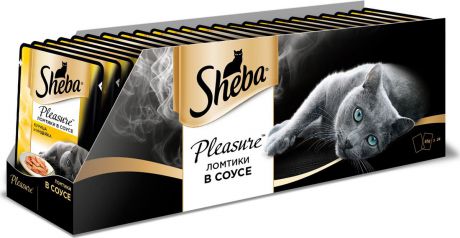 Консервы для взрослых кошек Sheba "Pleasure", с курицей и индейкой в соусе, 85 г х 24 шт