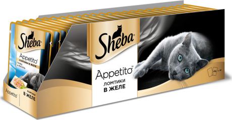 Консервы для взрослых кошек Sheba "Appetito", с тунцом и лососем в желе, 85 г х 24 шт