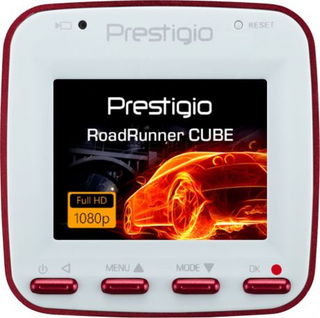 Видеорегистратор Prestigio RoadRunner Cube, белый, красный