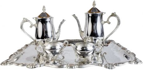 Набор для чая из 5-ти предметов. Металл серебрение. Великобритания вторая половина 20 века