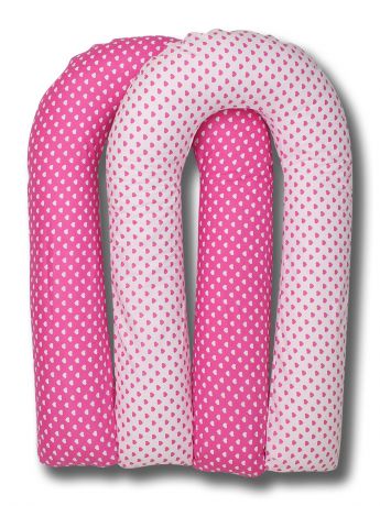 Подушка U 90х150 холлофайбер + розово-белые сердечки наволочка комби
