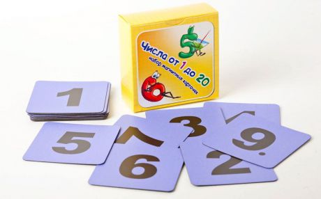 Обучающая игра "Русские магниты" Набор магнитных карточек "Числа от 1 до 20" (фон фиолетовый)