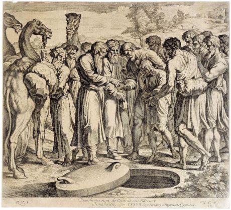 Гравюра Продажа Иосифа братьями. Франция 1640 год