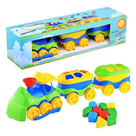 Развивающая игрушка Стром Паровозик с 10 логическими фигурами - Цвет Зеленый Синий Желтый Красный