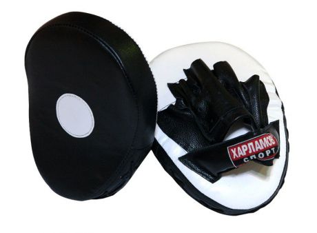 Лапы боксерские Харламов-Спорт Лапы гнутые малые (пара), белый, черный