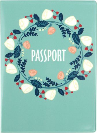 Обложка для паспорта Kawaii Factory Цветочная гирлянда, зеленый, KW064-000391